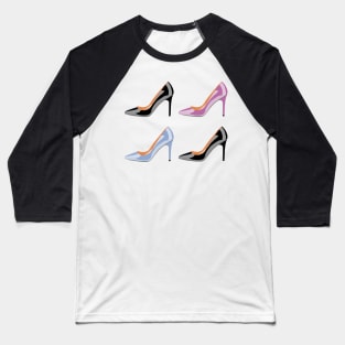 High heel shoes in black,serenity blue and bodacious pink Baseball T-Shirt